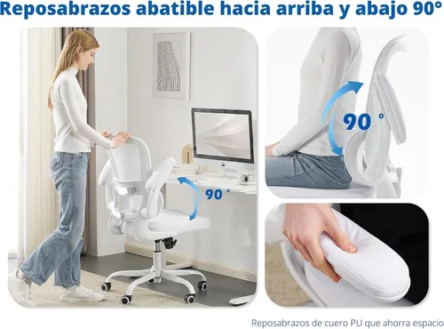Vista 4 de TRALT Silla ergonómica de oficina, silla de escritorio con soporte lumbar ajustable, silla de computadora cómoda de malla con reposabrazos