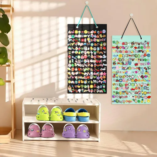 Vista 6 de PACMAXI Organizador de dijes para zapatos, soporte colgante para zapatos con 180 agujeros, soporte portátil de exhibición de dijes de cocodrilo