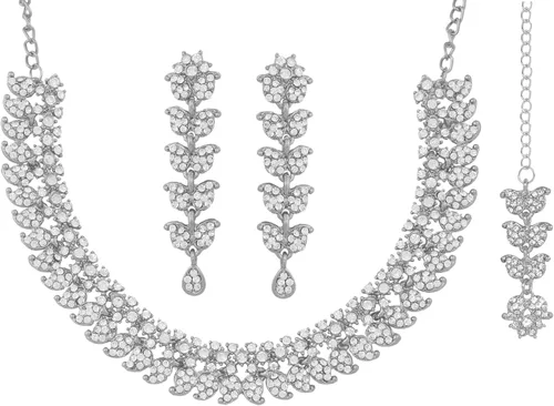 Vista 11 de Touchstone Conjunto de joyas de boda india, collares tradicionales de oro para mujer, conjuntos de diamantes de imitación de declaración hollywood 1