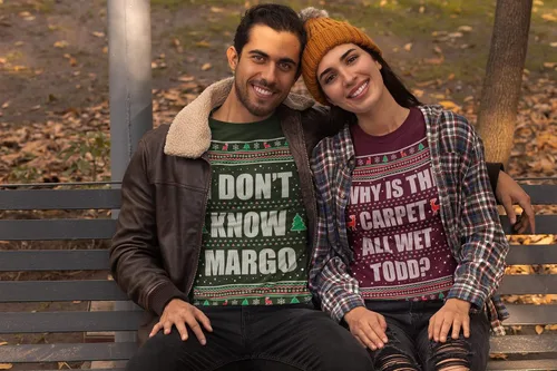 Vista 7 de I'm with Naughty.. I'm with Nice Couples Ugly Christmas Camisa de manga larga