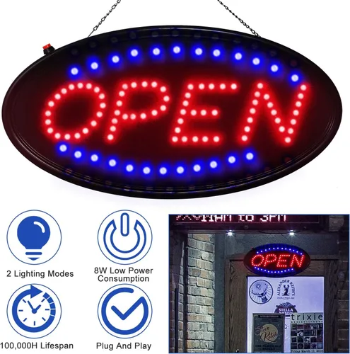 Vista 12 de TeqHome - Letrero abierto LED brillante, señal abierta, letreros eléctricos