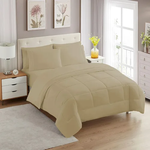 Vista 47 de Sweet Home Collection Juego de edredón de 7 piezas de color sólido para todas las estaciones, manta alternativa de plumón suave y lujosas sábanas