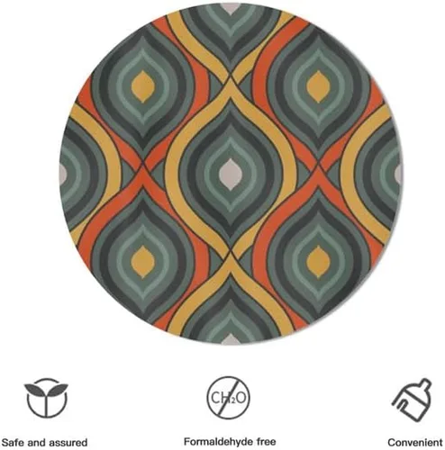 Vista 3 de Mantel redondo moderno de moda, lavable, resistente a las arrugas, para el hogar, cocina, comedor, picnic, campamento, fiesta, vacaciones, 60 Color-2