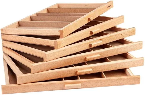 Vista 5 de KINGART Caja de almacenamiento de madera con 6 cajones para artistas, 15-3/4 pulgadas de ancho x 10 pulgadas de profundidad x 6-1/2 pulgadas