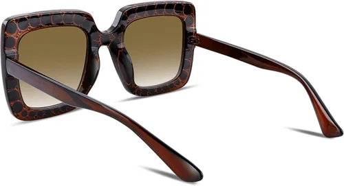 Vista 3 de FEISEDY - Gafas de sol de cristal brillante para mujer, gran tamaño, cuadradas, marco grueso, B2283