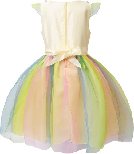 Vista 2 de Disfraz de unicornio para niñas falda arco iris regalo de cumpleaños fiesta de cumpleaños