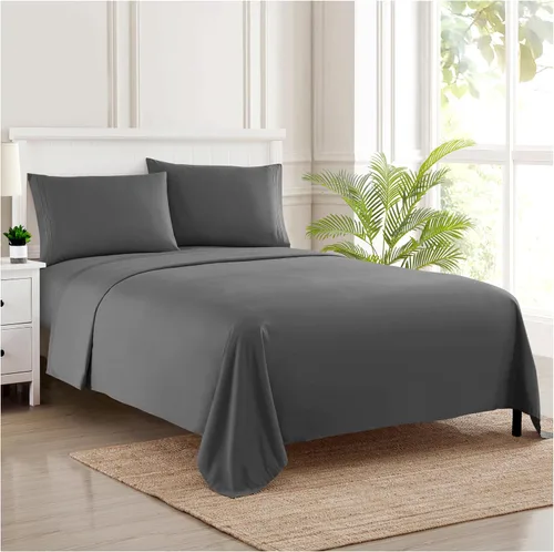 Vista 97 de Juego de sábanas extrasuaves de tamaño individual, ropa de cama transpirable y lujosa con correas elásticas integradas para las esquinas, colección