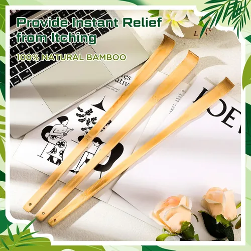Vista 5 de Yinkin 24 piezas de bambú de espalda de bambú largo masajeador de espalda manual tradicional rascador de espalda de madera para alivio de picazón