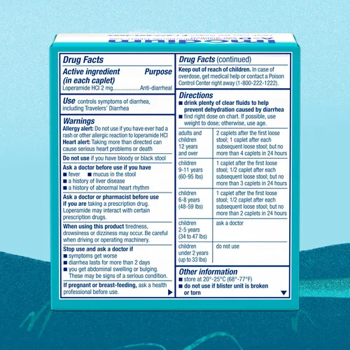 Vista 9 de Cápsulas de alivio de diarrea Imodium A-D con clorhidrato de loperamida, medicina antidiarreica para ayudar a controlar los síntomas de diarrea