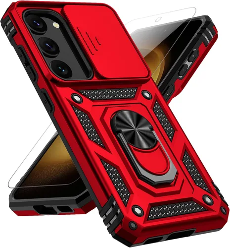 Vista 13 de Funda para Samsung Galaxy S23, con cubierta deslizante para cámara, protector de pantalla HD, soporte de anillo giratorio de 360°, protección
