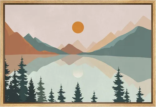 Vista 37 de SIGNFORD Lienzo Enmarcado Impresión Arte de Pared Océano Pastel Luz del Sol Puesta de Sol Horizonte Naturaleza Vida Silvestre Ilustraciones Arte