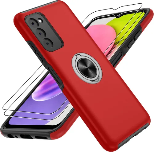 Vista 53 de Gritup - Funda para Galaxy A05S con protector de pantalla HD×2, funda protectora para teléfono a prueba de golpes con soporte magnético de anillo