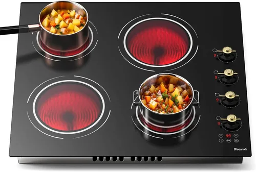 Vista 12 de Placa eléctrica de 2 quemadores con mango de 110 V, 2000 W Shard Power 24 Inch Ceramic Stove Top Countertop Burner, Knob and Touch Control with