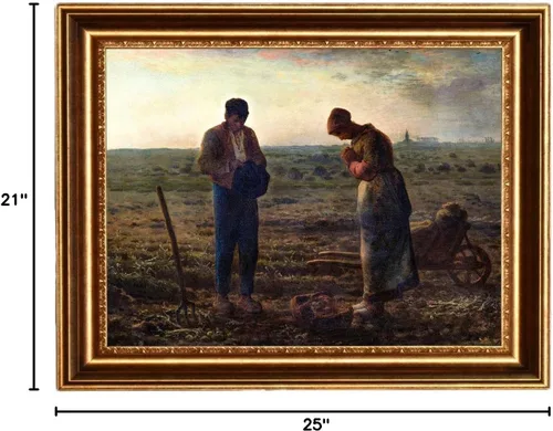Vista 2 de ELITEART -El Ángelus por el pintor francés Jean-François Millet Reproducción de pintura al óleo Giclée de arte de pared, impresiones en lienzo