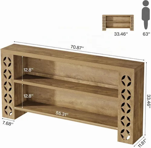 Vista 2 de Tribesigns Mesa consola de entrada extra larga de 70.9 pulgadas con almacenamiento, mesa de sofá estrecha detrás del sofá, muebles de entrada