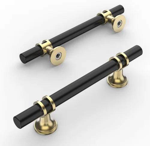 Vista 28 de Amerdeco ZH0050 - Paquete de 10 pomos de bronce champán para gabinetes, barra en T de 2 pulgadas, manijas de gabinete de cocina, manijas