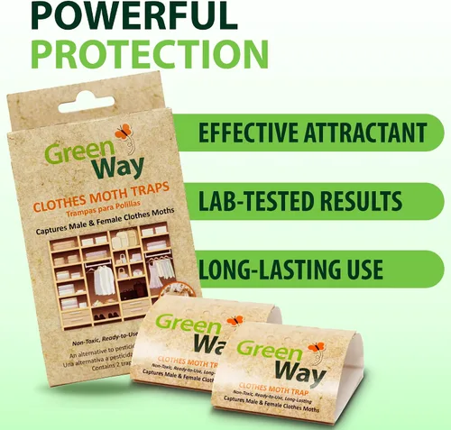 Vista 3 de Greenway Clothing - Trampas para polillas con potentes señuelos de feromonas para una protección eficaz, sin olor, no tóxica, ecológica y de larga