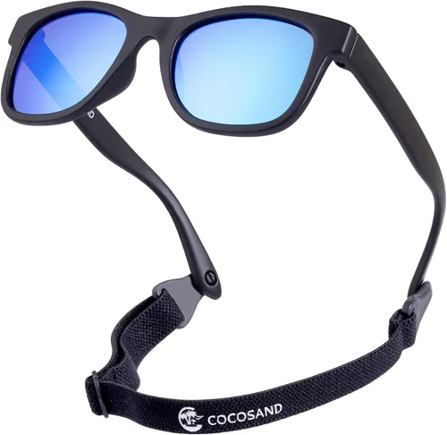 Vista 28 de COCOSAND Flexible Polarized Baby Sunglasses with Strap Beige