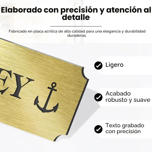 Vista 3 de Placa de Nombre Grabada, Placa de Nombre Personalizada - 2 x 6 Pulgadas, 18 Colores, 72 Íconos, 4 Estilos de Esquina, 12 Estilos de Fuente, 5 Oro
