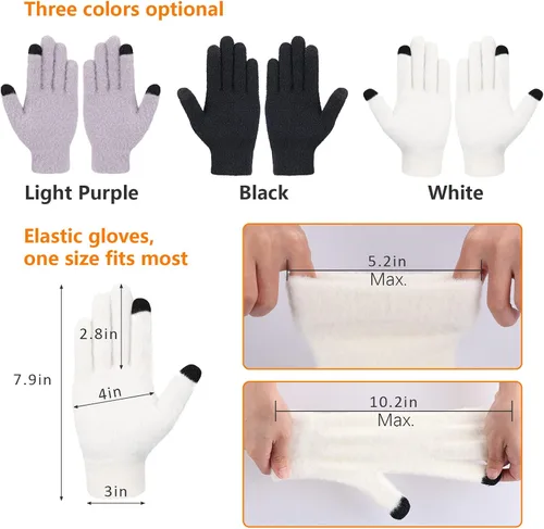 Vista 7 de Cierto Guantes de invierno para mujer para clima frío guantes de punto cálidos para pantalla táctil para mujer Guantes térmicos para exteriores