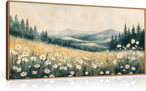 Vista 39 de Arte de Pared de Lienzo Enmarcado con Grandes Pinceladas Abstractas, Decoración de Pared Azul Marino Neutro, Pintura de Pared Moderna en Tonos