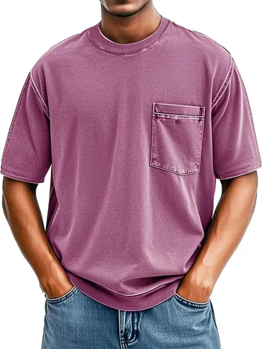 Vista 8 de Men's Summer Vintage Tops Casual Stylish Short Sleeve Crewneck T Shirts Lightweight Basic Tee Shirts with Pocket