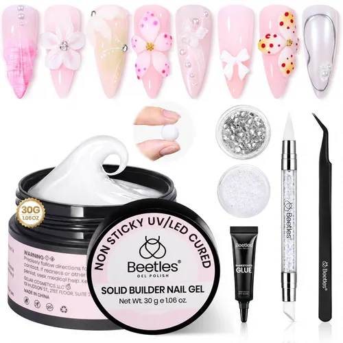 Vista 13 de Beetles - Gel de uñas sólido constructor, gel transparente 3D de 1.06 onzas para esculpir, gel de construcción de gel duro con polvo de uñas