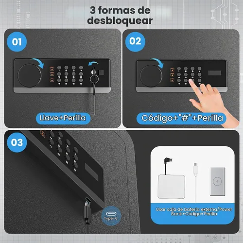Vista 2 de Locksworth Caja de seguridad electrónica antirrobo de 2.0 pies cúbicos, con bolsa impermeable ignífuga para objetos de valor de dinero, caja