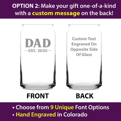 Vista 3 de Dad Est 20XX - Vaso de cerveza para padres primerizos, regalo personalizado de 16 onzas