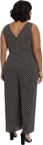 Vista 7 de London Times Women's London Times Women's Dresses Sleeveless Wrap Look Jumpsuit With Front Leg Slit Openings Negro/Blanco