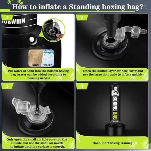 Vista 5 de Freestanding Punching Bag for Adults Teens, 70'' Heavy Boxing Bag with Stand with Gloves, Pump and Jump Rope, Women Men Standing Kickboxing Bag for