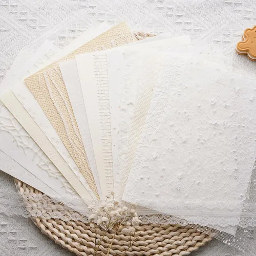 Vista 9 de 15 piezas hechas a mano para álbumes de recortes, papel texturizado para manualidades, hojas A5, mezcla especial para álbumes de recortes, diario