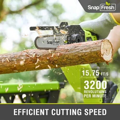 Vista 4 de SnapFresh Mini motosierra inalámbrica, motosierra eléctrica de 6 pulgadas, motosierra portátil de mano con batería de 2.0 Ah y cargador rápido