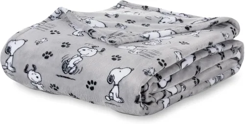 Vista 22 de Berkshire Peanuts® VelvetLoft® - Manta de felpa de Snoopy con bonito personaje, acogedora manta Fairisle Crimson Neutral, manta de 55 x 70 pulgadas