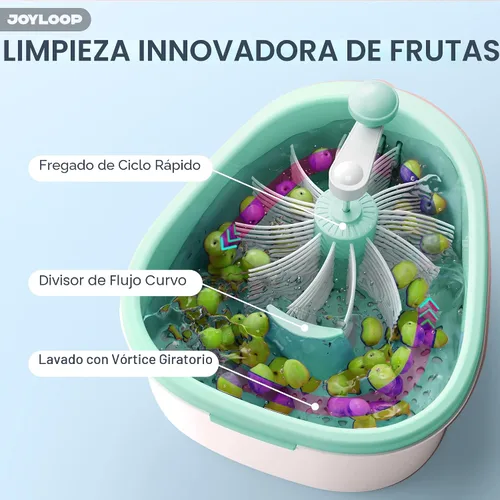 Vista 2 de JOYMOOP Joyloop Lavadora de frutas, limpiador de frutas, ovalada, azul transparente Azul claro