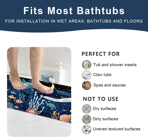 Vista 7 de XIYUNTE Alfombra de Baño para Bebé para Bañera Antideslizante Alfombra de Baño para Niños - 40"x16" Alfombra de Bañera Extra Larga Antideslizante