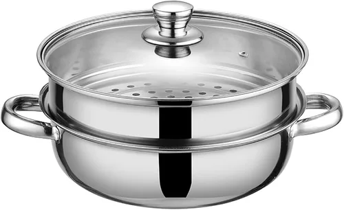 Vista 2 de Vaporizador para cocinar, olla de vapor con tapa, olla de vapor de 11 pulgadas con estante para cocinar verduras, pescado, mariscos, fideos, pasta
