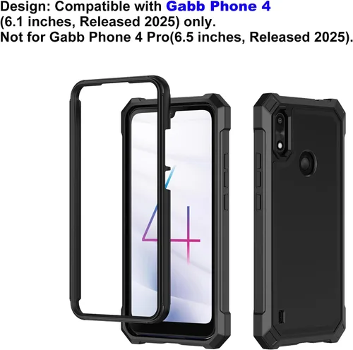 Vista 2 de Ailiber Funda para teléfono Gabb Phone4, funda Gabb Phone 4 con protector de pantalla, protección de doble capa, parachoques de TPU en esquina a