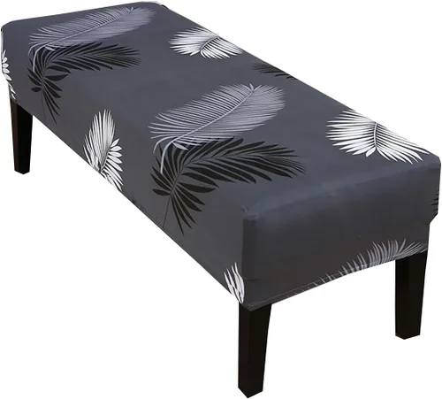 Vista 12 de HAPPYDOG Funda de banco de comedor con estampado de elastano elástico, funda tapizada extraíble antipolvo, lavable, protector de asiento para sala
