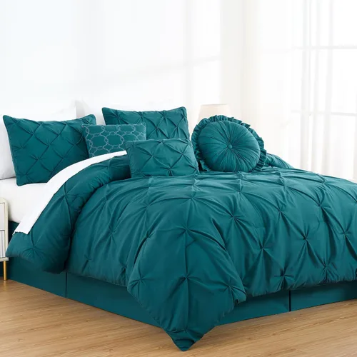 Vista 12 de Chezmoi Collection - Juego de ropa de cama modelo Sydney, 7 piezas, con pliegues decorativos