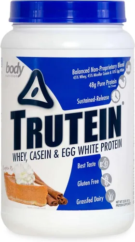 Vista 29 de Body Nutrition Trutein Polvo de Proteína Alto: 45% Suero, 45% Caseína, 10% Clara de Huevo, Sin Gluten, Bajo en Sodio, Polvo de Proteína de Suero