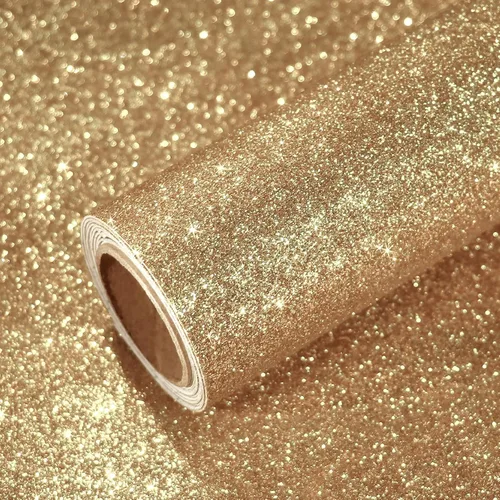 Vista 17 de VEELIKE Papel tapiz holográfico con purpurina plateada de 15.7 x 118 pulgadas, para pegar y despegar, extraíble, papel de contacto con purpurina Oro