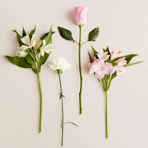 Vista 2 de 1800 Flores – Ramo mixto rosa doble (florero transparente incluido) – Flores frescas para entrega – Regalo para aniversario, cumpleaños