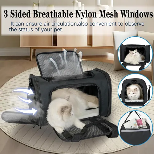 Vista 8 de Top tasta Transportador de Perros y Gatos Portador de Mascotas para Gatos y Perros Pequeños Medianos Grandes Transportador de Lados Suaves