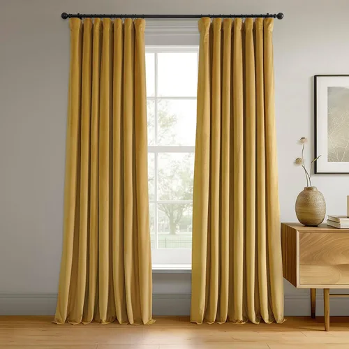 Vista 75 de HPD Half Price Drapes Cortinas Opacas Térmicas de Terciopelo Signature para Sala de Estar de 63 Pulgadas de Largo (1 Panel) con Bolsillo para Barra