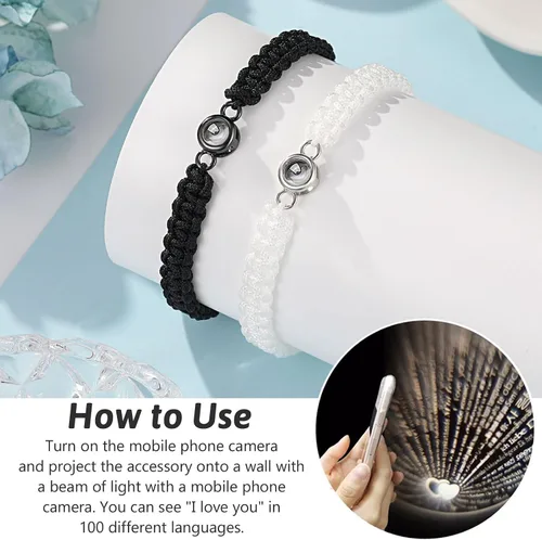 Vista 4 de UNGENT THEM Pulseras "I Love You" en 100 Idiomas, Regalos para Parejas para Novio, Novia, Mi Amor, Alma Gemela, Regalo de Aniversario, Día de San