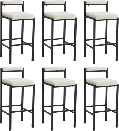 Vista 20 de Juego de 2 taburetes de bar de 30 pulgadas de altura con respaldo Negro - blanco