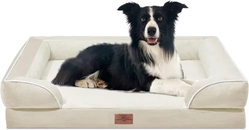 Vista 25 de Comfort Expression - Cama ortopédica para perros medianos, 28 x 19 pulgadas, cama impermeable y de apoyo de espuma con cojines removibles, sofá