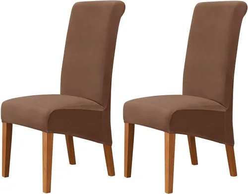 Vista 52 de Juego de 2 fundas de terciopelo para sillas de comedor, color beige, fundas elásticas para sillas de comedor y cocina, reutilizables, protector