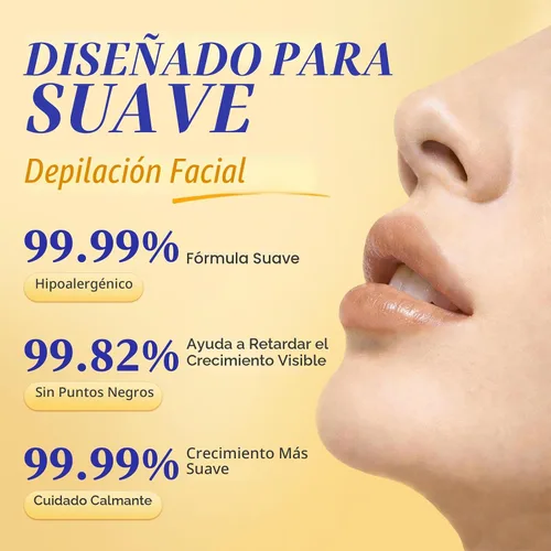 Vista 4 de Depilación facial de 5 minutos para mujeres, sin dolor y suave, crema de depilación de piel sensible con crema calmante para mentón, labio superior